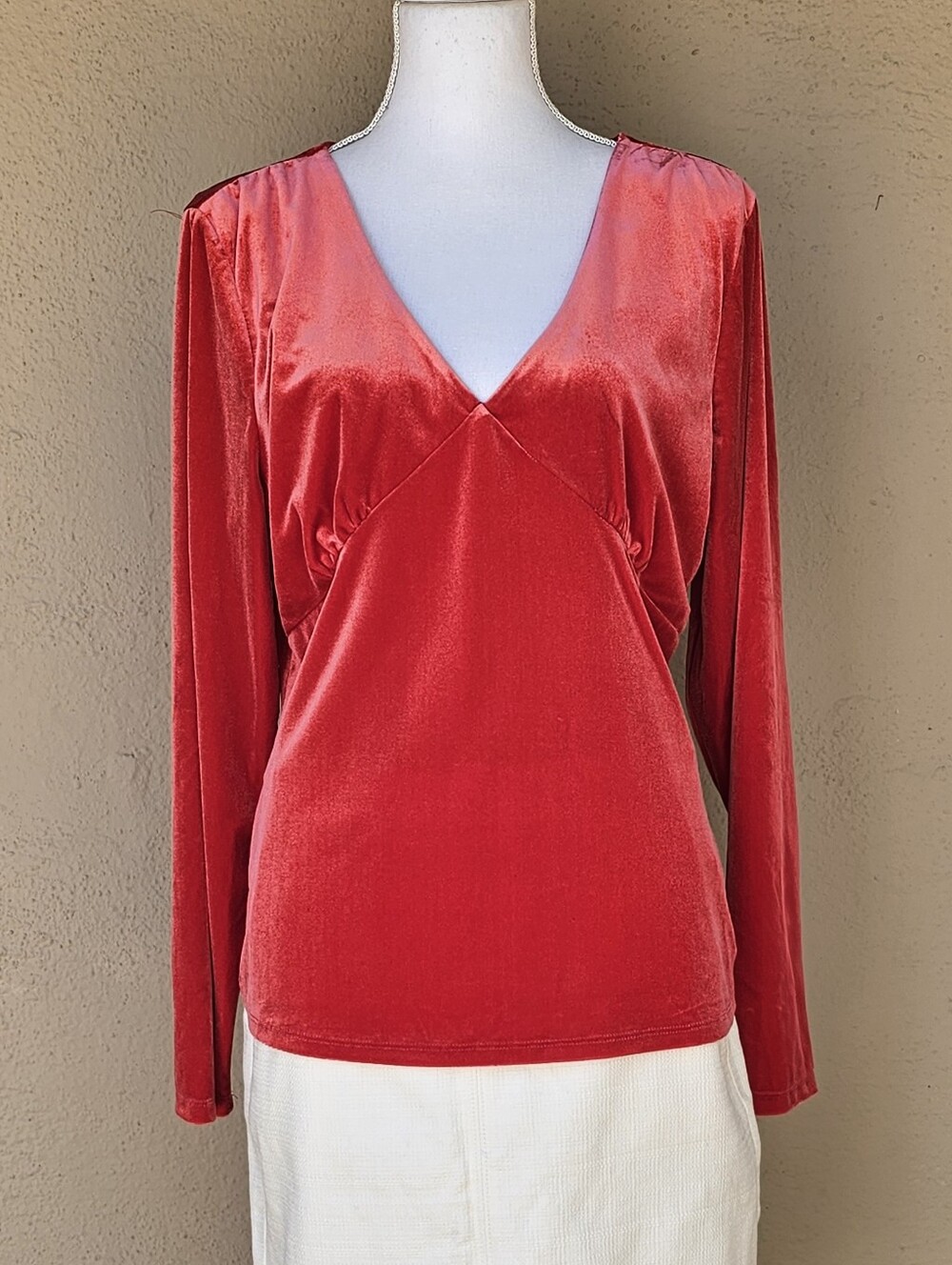 INC International Concepts Red Velvet Empire Waist Long Sleeve Sz XL